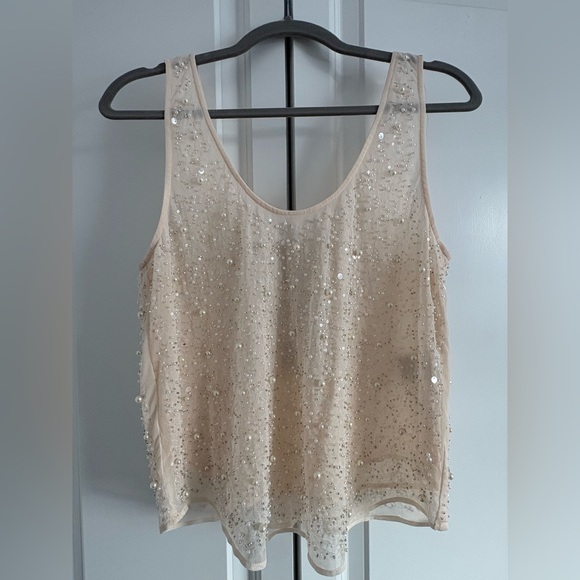 H&M Tops - H&M Beaded Champagne Sequin Tank Top